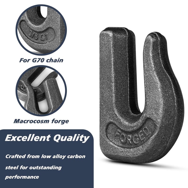 HANDRERLEE 8 Pack Weld-On Chain Grab Hooks, G70 3/8" Forged Chain Hook, Heavy Duty Weldable Grab Hook for Tractors, Truck, Forklift, Trailers - 6,600 lbs WLL - Image 4